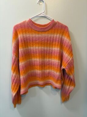 H&M Divided Striped Crewneck Women's Sweater in Pink and Orange
